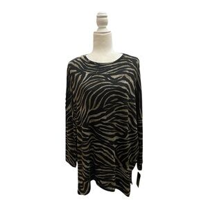 Clara Sun Woo Womens NWT Zebra Print Boyfriend Sweater Size 8/10 (M) Tunic